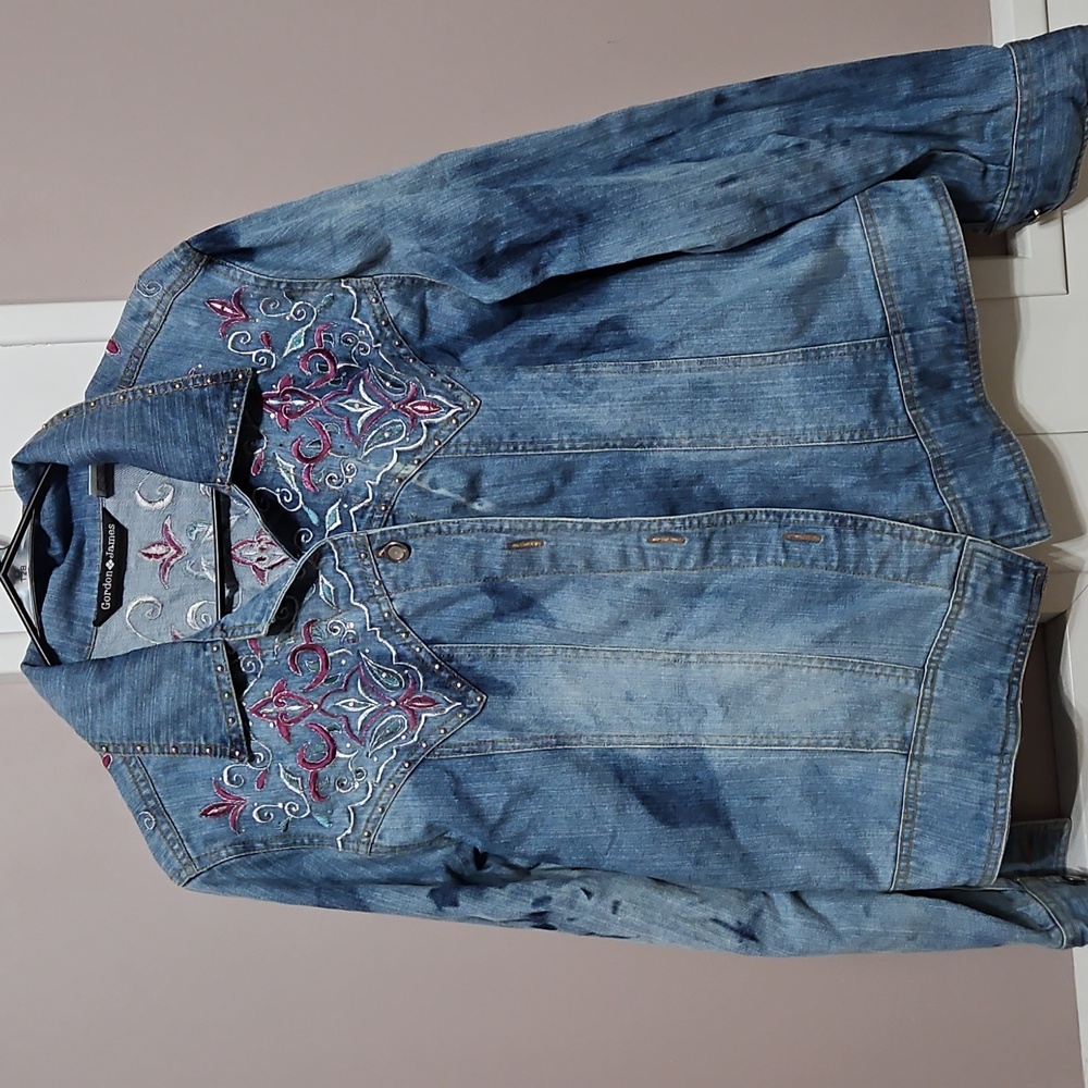 Vintage Gordon James Embroidered Blue Jean Jacket Acid Style Wash